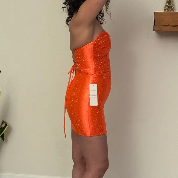 Extravagant Sheath Sweetheart Pleated Short/Mini Jersey Homecoming JEWELED New - Picture 3 of 8